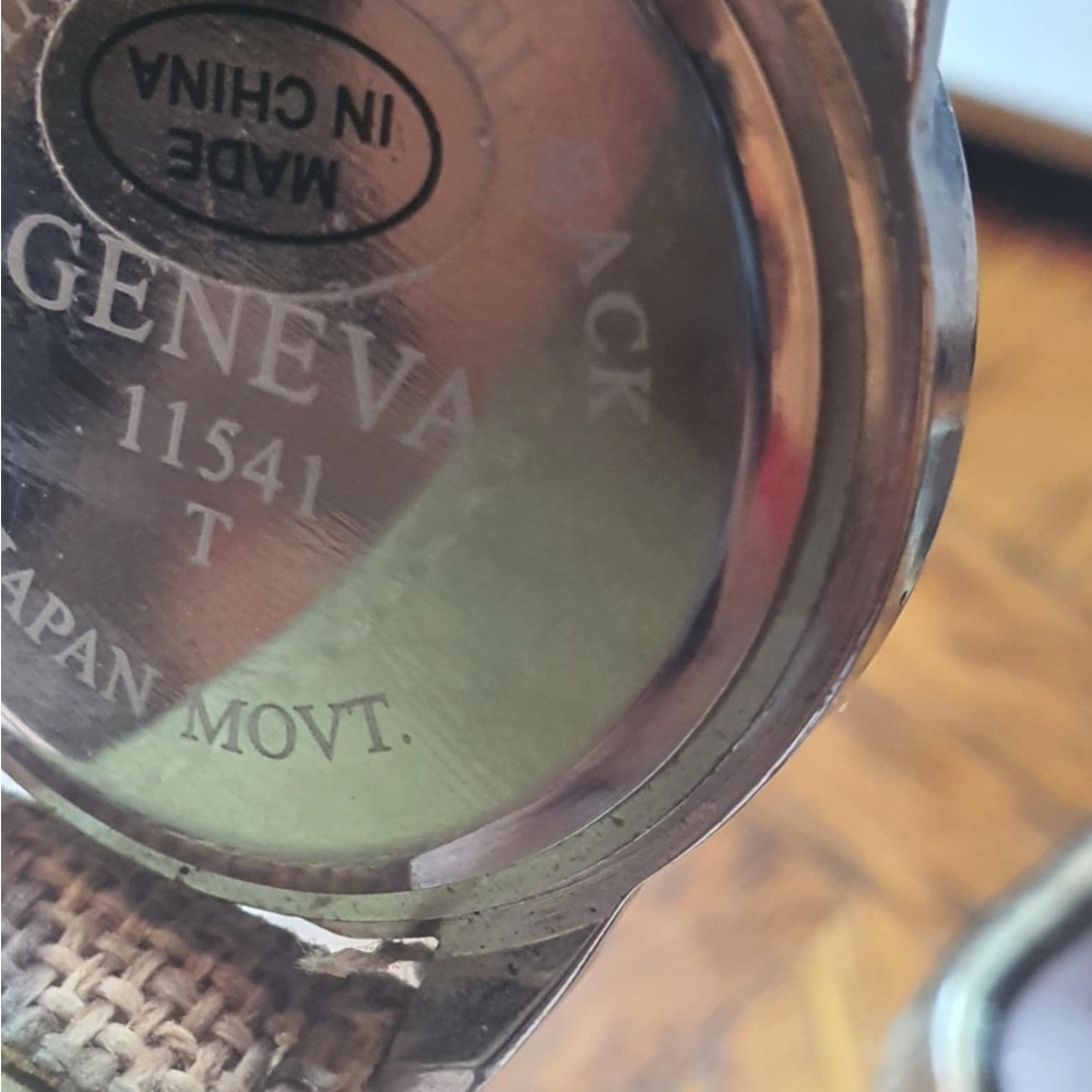 🦋10/$20🦋 Geneva 11541 Silver/Tan/Camouflage Nylon Women's Watch - Picture 3 of 4